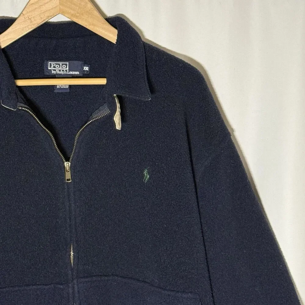 Vintage Polo Ralph Lauren Full Zip Fleece Jacket Men’s Size XXL Navy